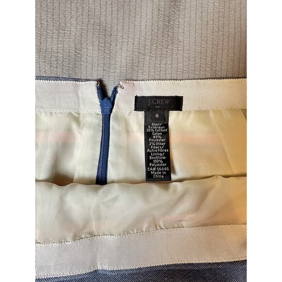 J. Crew Women's Mini Skirt Size 8 Striped Blue Shimmer Gold Coral Preppy - Picture 5 of 8